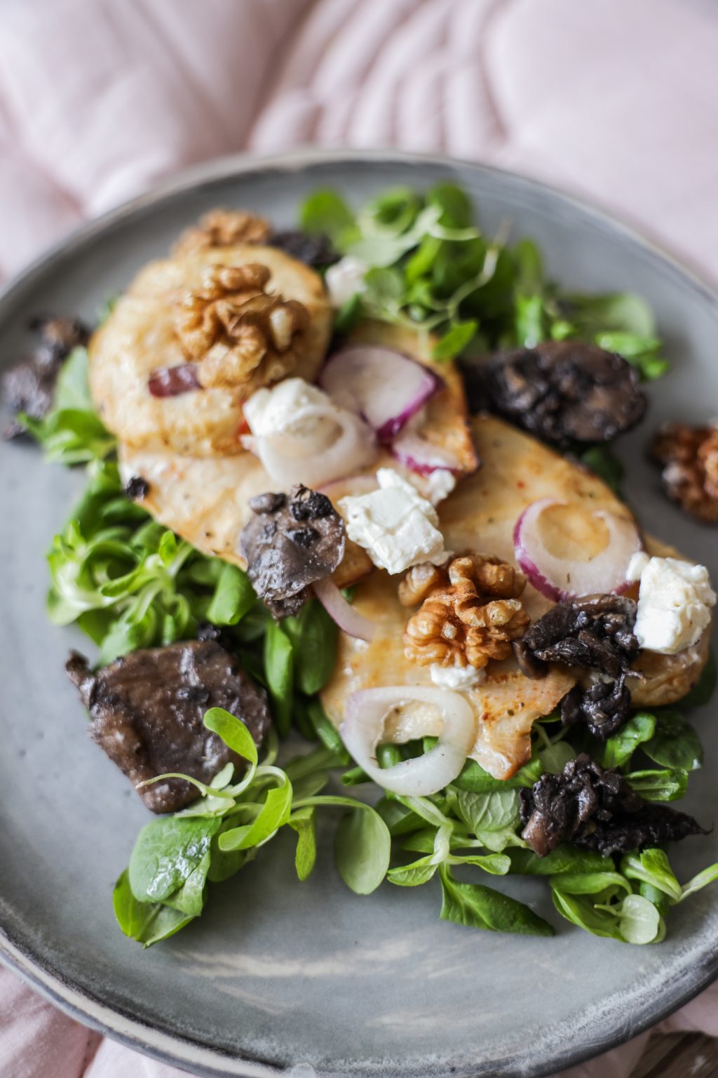 Celery Root Steak with Mushrooms and Vegan Mozzarella Anna